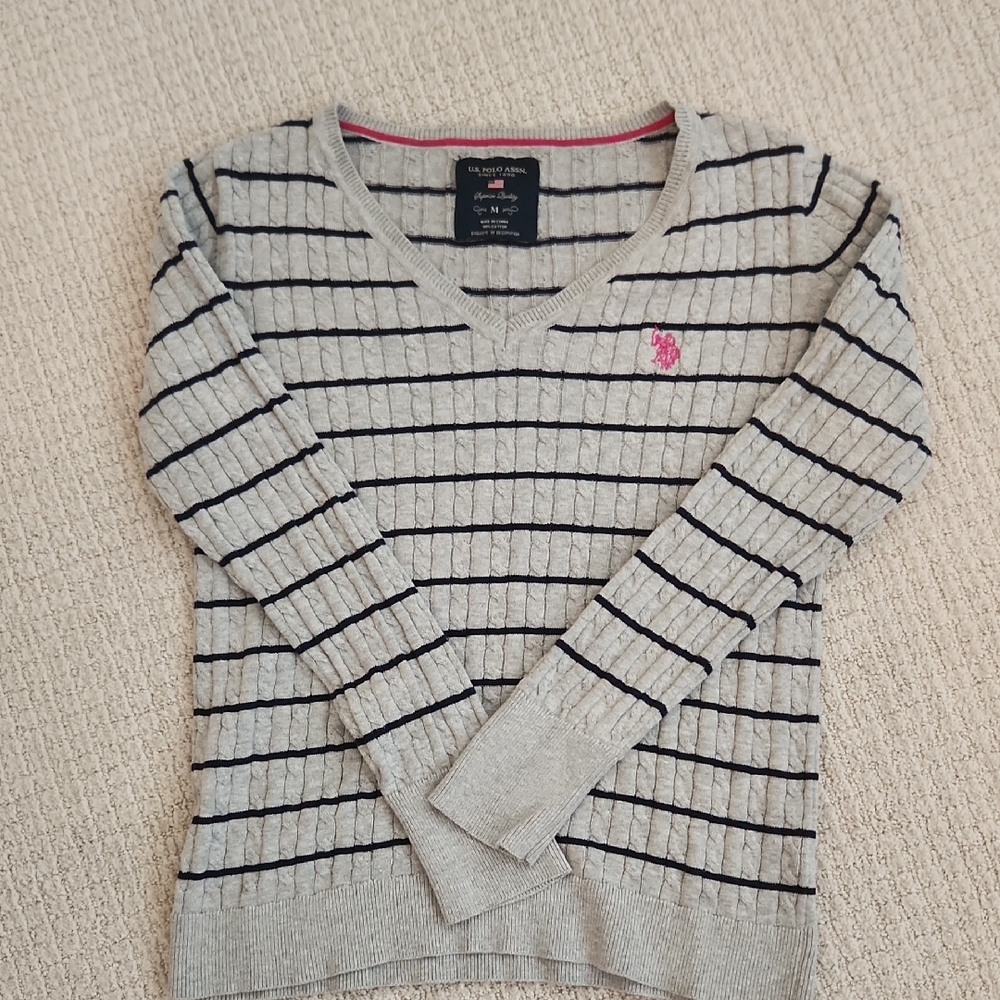 U.S. Polo Assn. Gray V-Neck Sweater